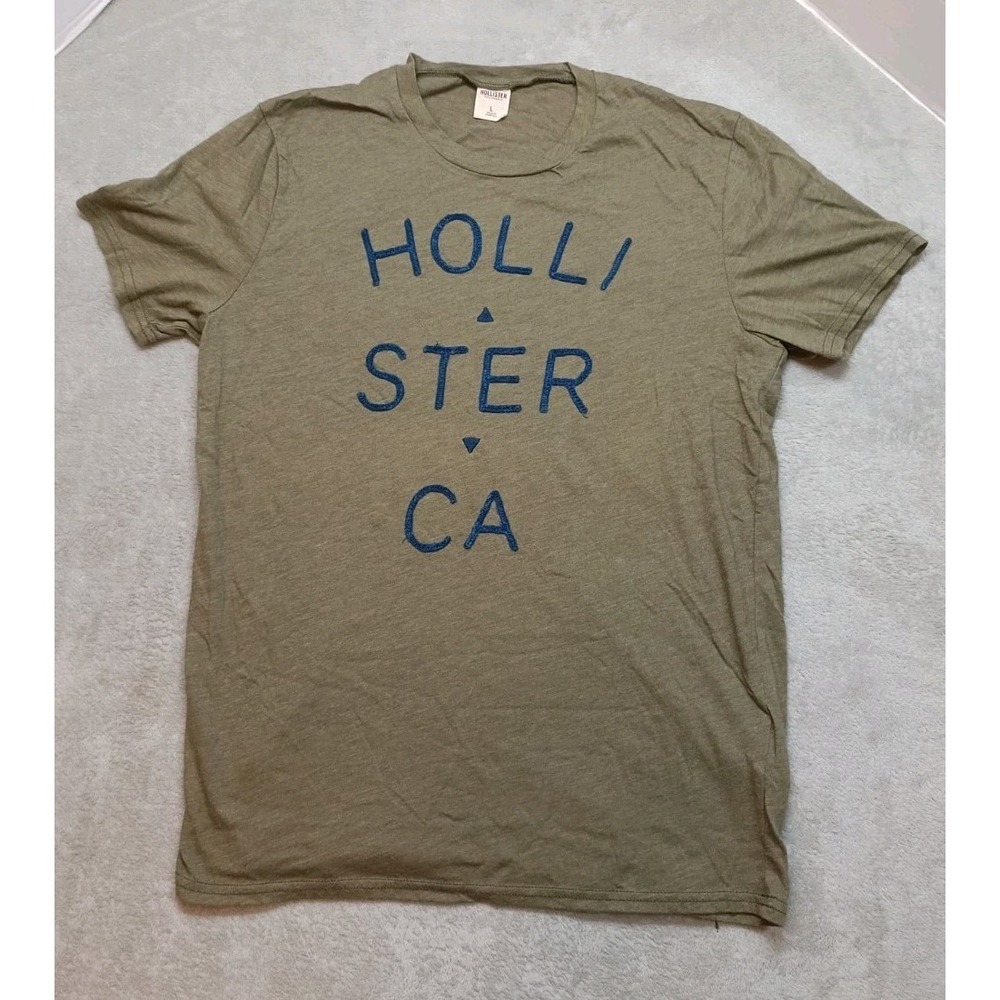 Hollister CA Olive Green T-shirt Women's Large Embroidered Preppy Casual Skater